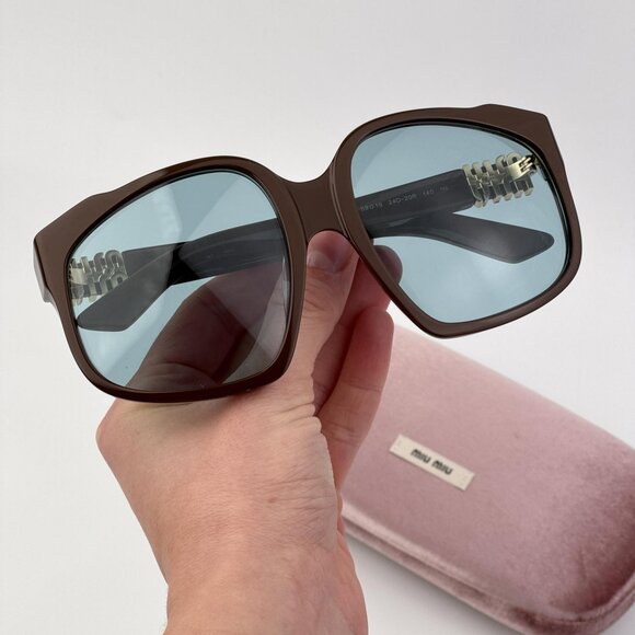Miu Miu Women’s Oversized Sunglasses – Brown Blue Model MUA07S 24D20R main image 8